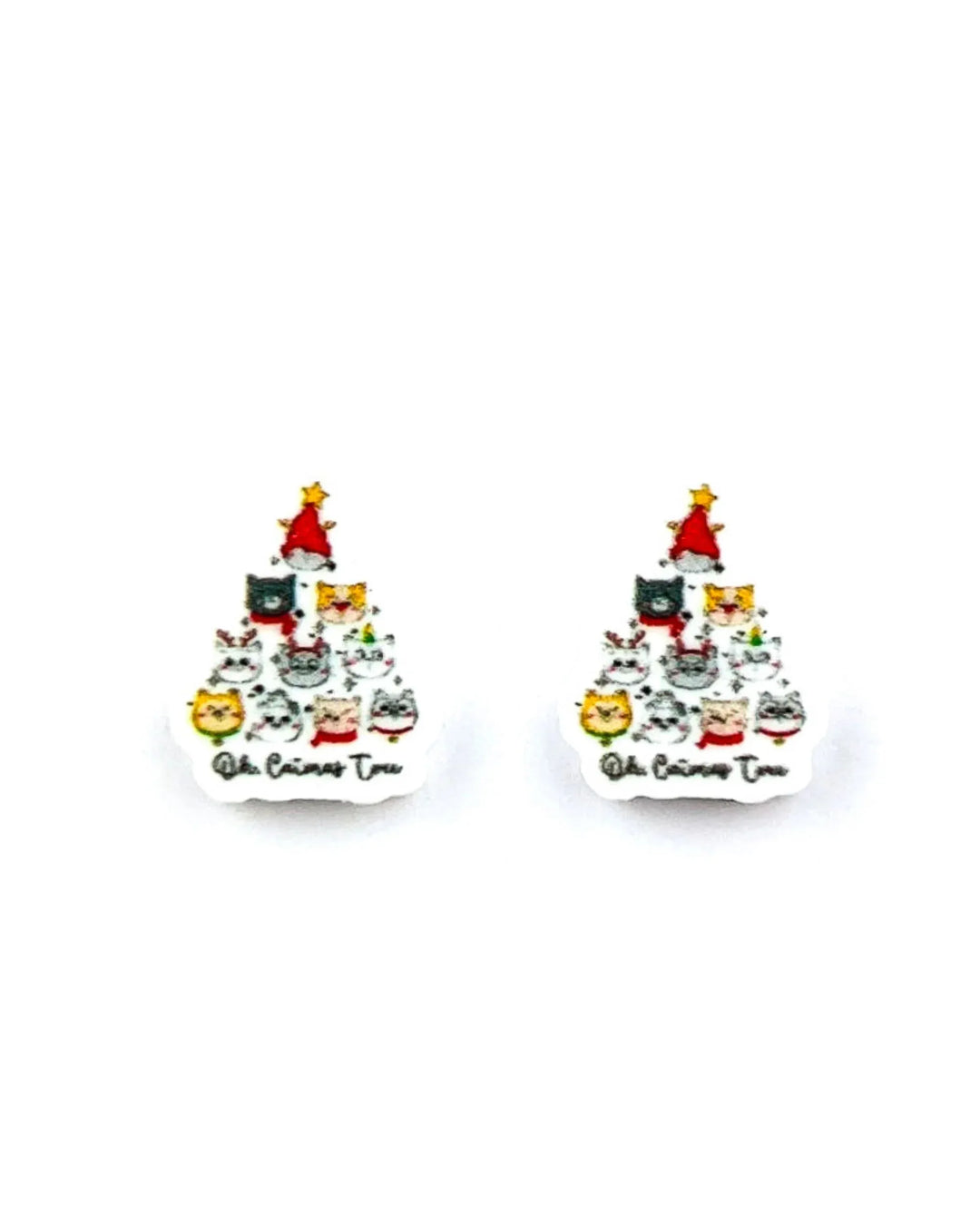 Oh Christmas Tree Cat Studs Sunbaked Lizard Jewellery & Gifts