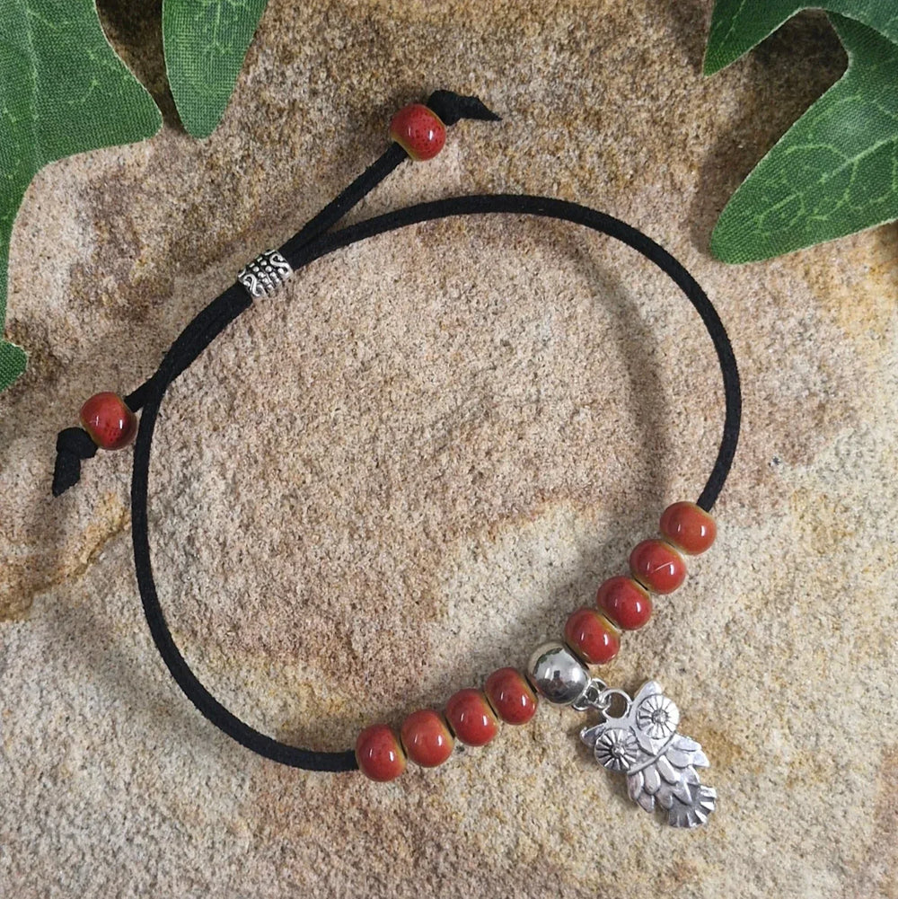 Owl Charm Bracelet Sunbaked Lizard Jewellery & Gifts