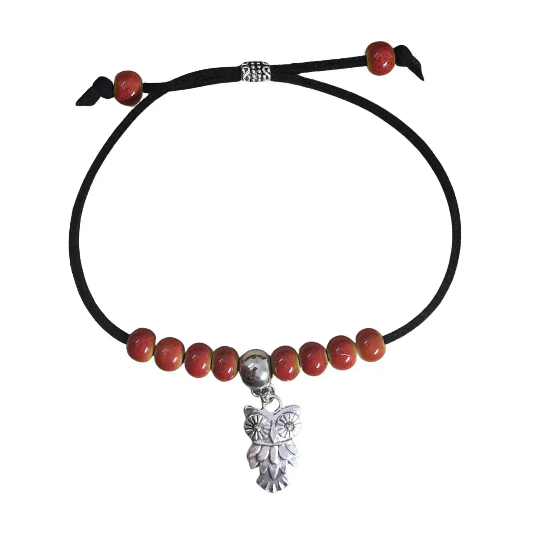 Owl Charm Bracelet Sunbaked Lizard Jewellery & Gifts