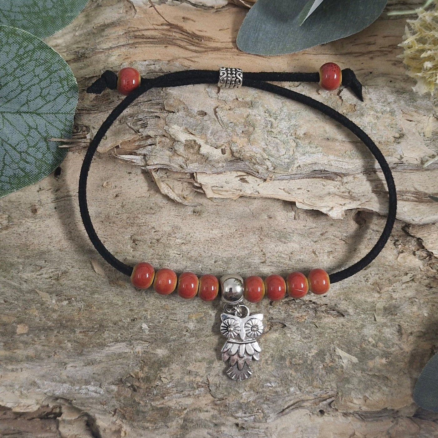 Owl Charm Bracelet Sunbaked Lizard Jewellery & Gifts