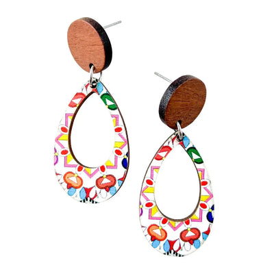 Pastel Kaleidoscope Oval Timber Drops - 3 Colours