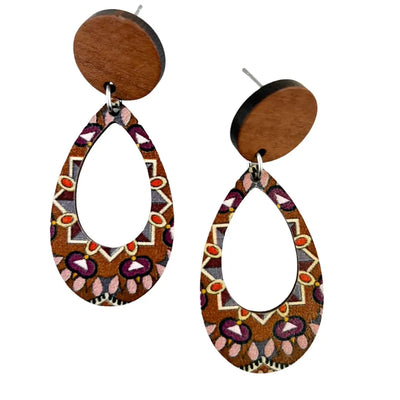 Pastel Kaleidoscope Oval Timber Drops - 3 Colours