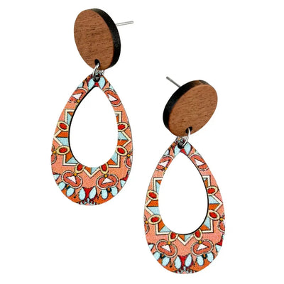Pastel Kaleidoscope Oval Timber Drops - 3 Colours
