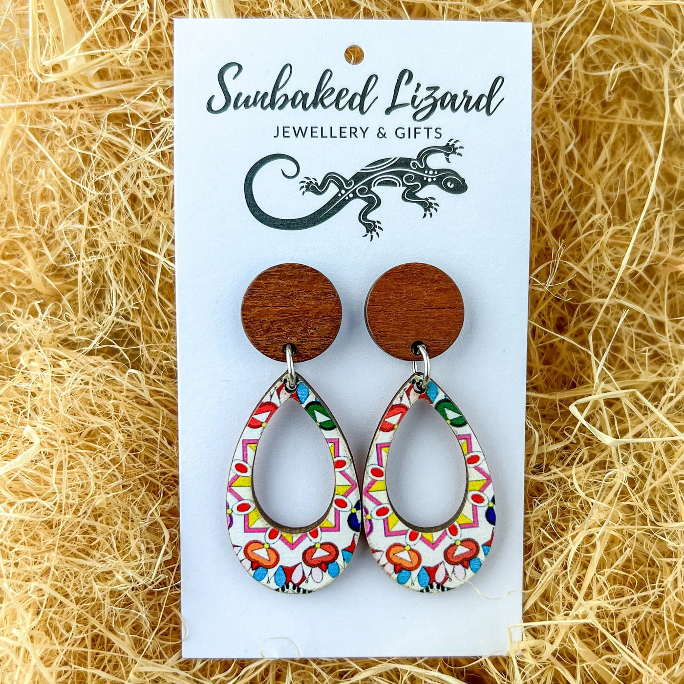 Pastel Kaleidoscope Oval Timber Drops - 3 Colours