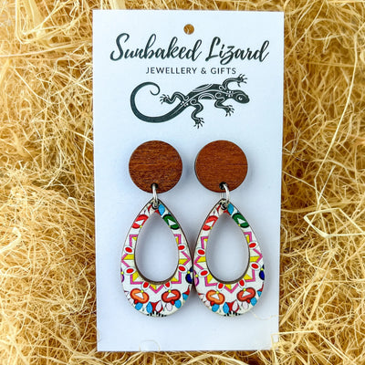 Pastel Kaleidoscope Oval Timber Drops - 3 Colours