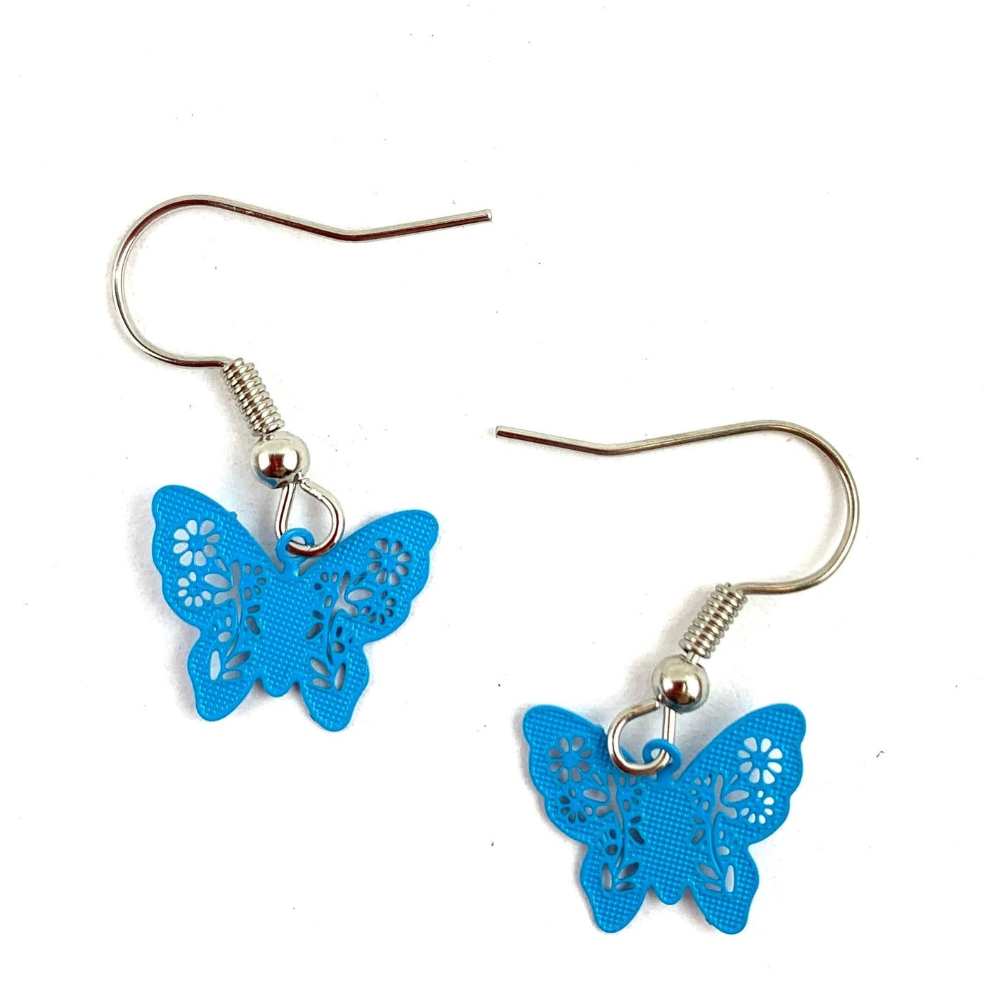 Petite Filigree Butterfly Drops - Blue