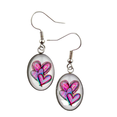 Pink and Purple Love Heart Drops
