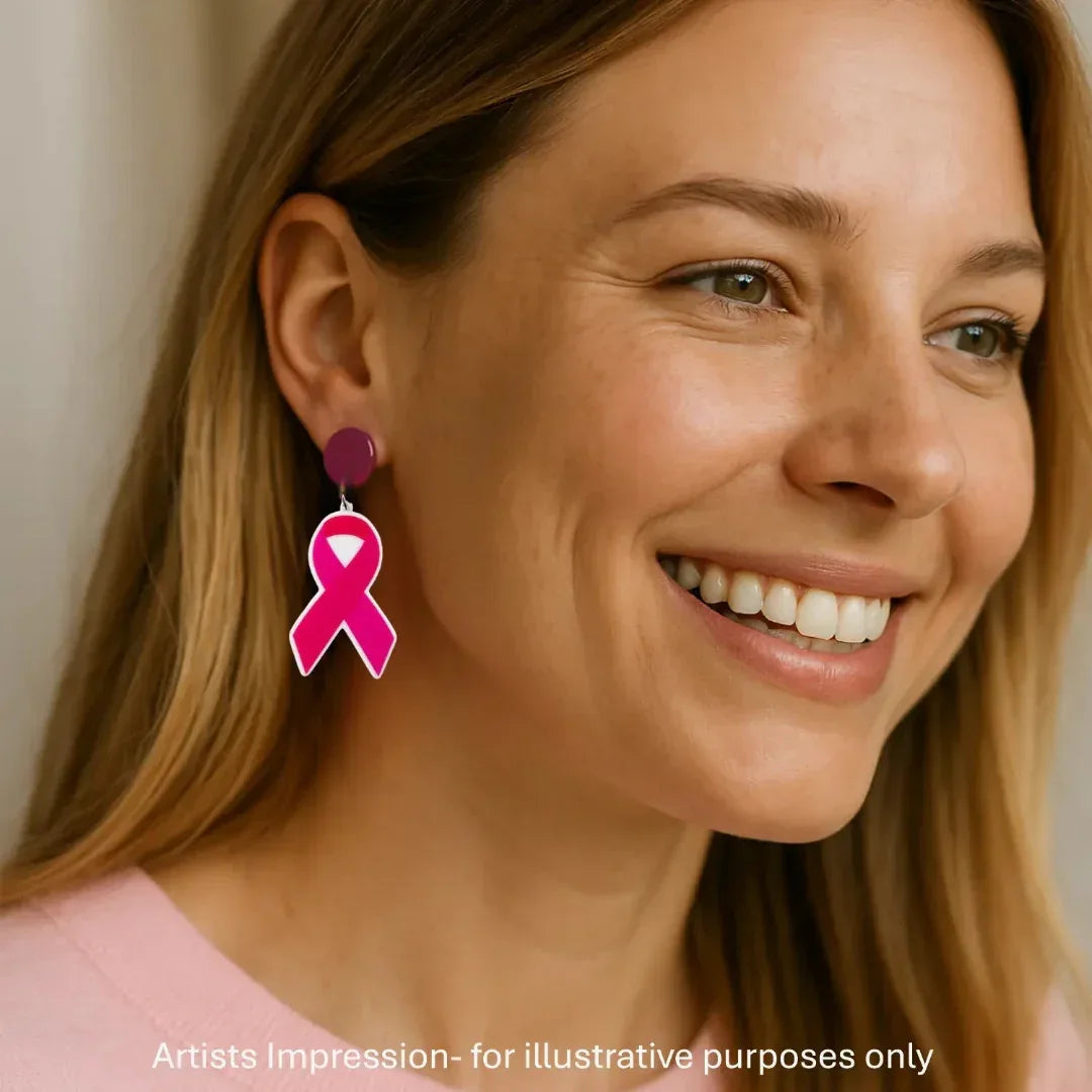 Pink Ribbon Stud Drops Sunbaked Lizard Jewellery &amp; Gifts