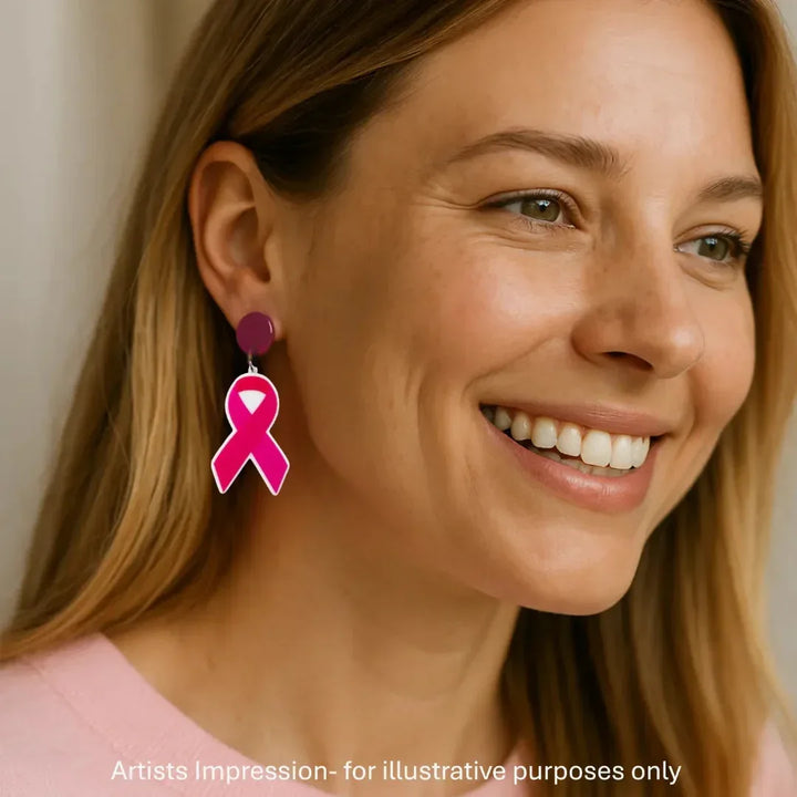 Pink Ribbon Stud Drops Sunbaked Lizard Jewellery &amp; Gifts