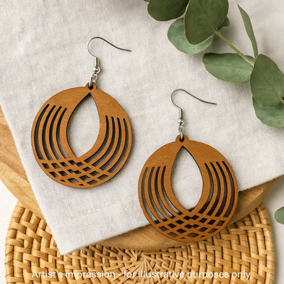Round Geometrical Timber Drops Sunbaked Lizard Jewellery & Gifts
