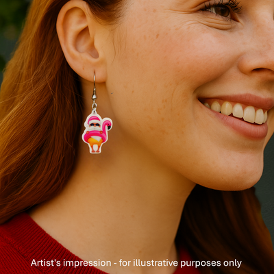 Santa and his Flamingo Floaty Drop Earrings Sunbaked Lizard Jewellery & Gifts