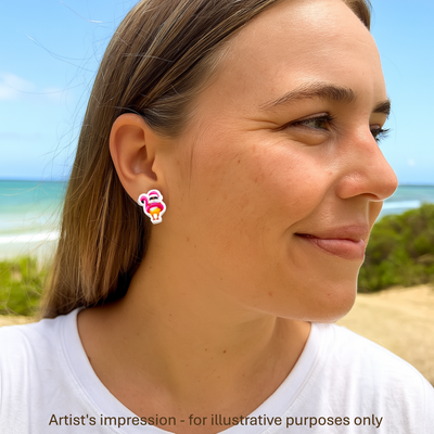 Santa and his Flamingo Floaty Studs Sunbaked Lizard Jewellery & Gifts