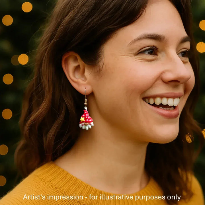 Santa in a Starry Hat Drop Earrings Sunbaked Lizard Jewellery &amp; Gifts