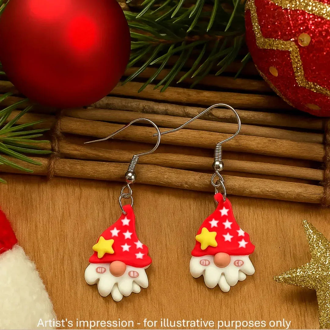 Santa in a Starry Hat Drop Earrings Sunbaked Lizard Jewellery &amp; Gifts