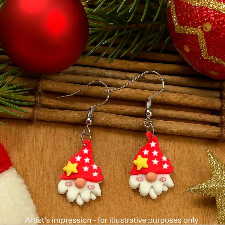 Santa in a Starry Hat Drop Earrings Sunbaked Lizard Jewellery &amp; Gifts