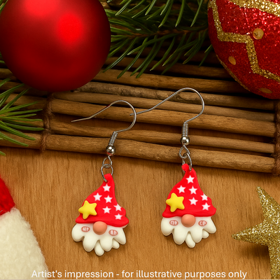 Santa in a Starry Hat Drop Earrings Sunbaked Lizard Jewellery & Gifts
