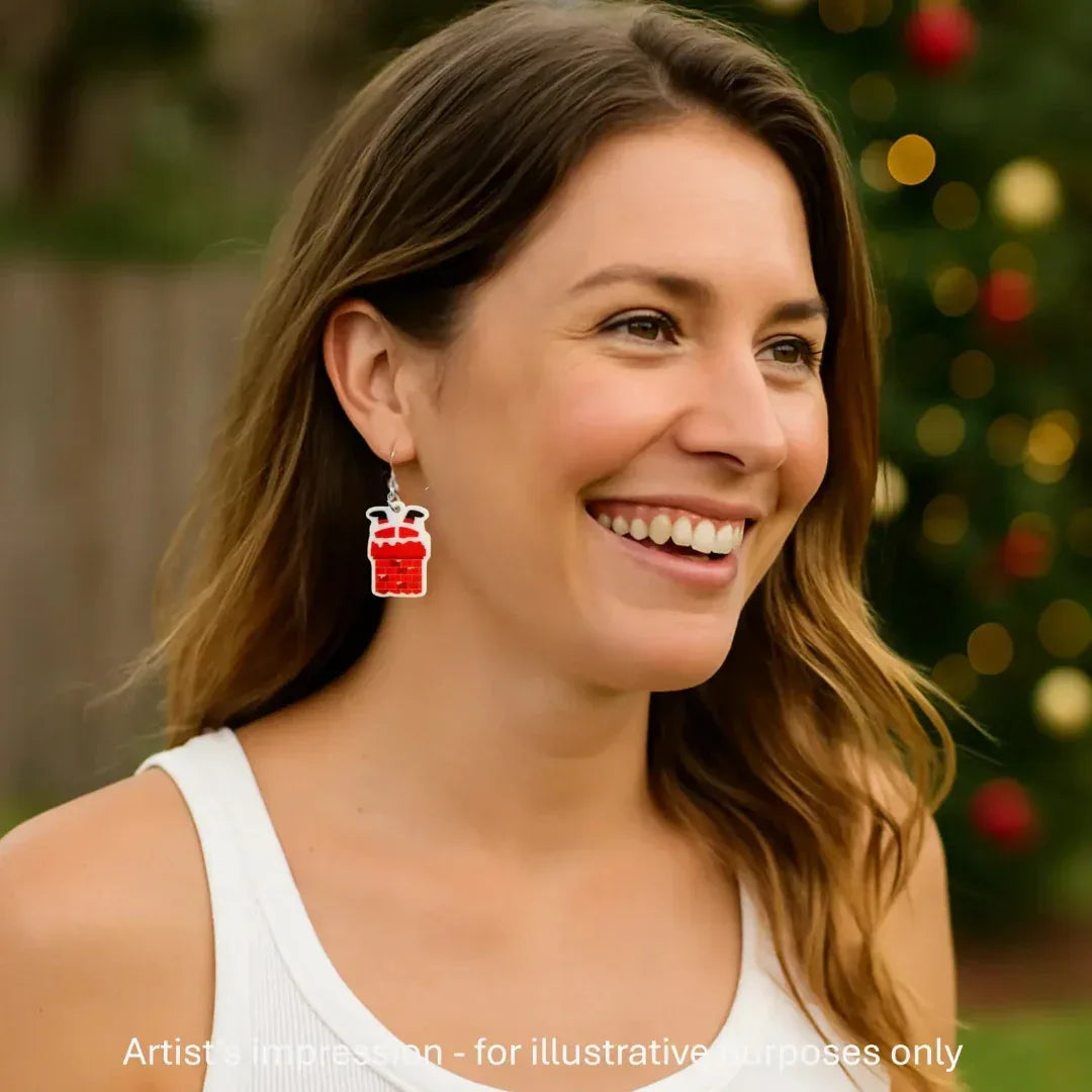 Santa in the Chimney Drop Earrings Sunbaked Lizard Jewellery &amp; Gifts