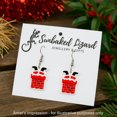 Santa in the Chimney Drop Earrings Sunbaked Lizard Jewellery & Gifts