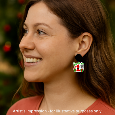 Santa's #1 Fan Stud Drop Earrings Sunbaked Lizard Jewellery & Gifts