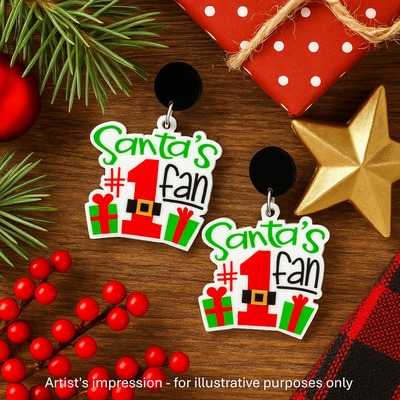 Santa's #1 Fan Stud Drop Earrings Sunbaked Lizard Jewellery & Gifts