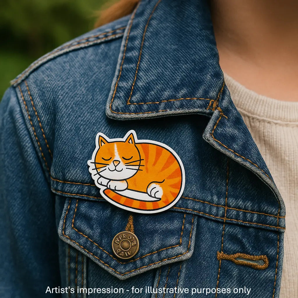 Sleeping Ginger Cat Brooch Sunbaked Lizard Jewellery & Gifts