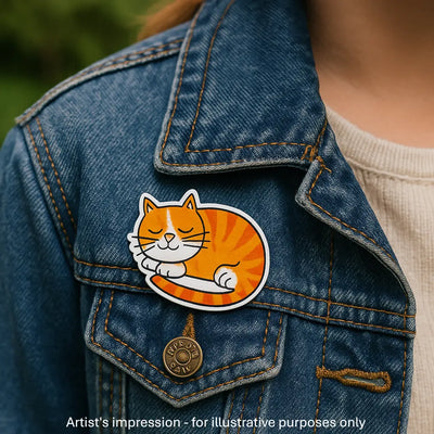 Sleeping Ginger Cat Brooch Sunbaked Lizard Jewellery & Gifts