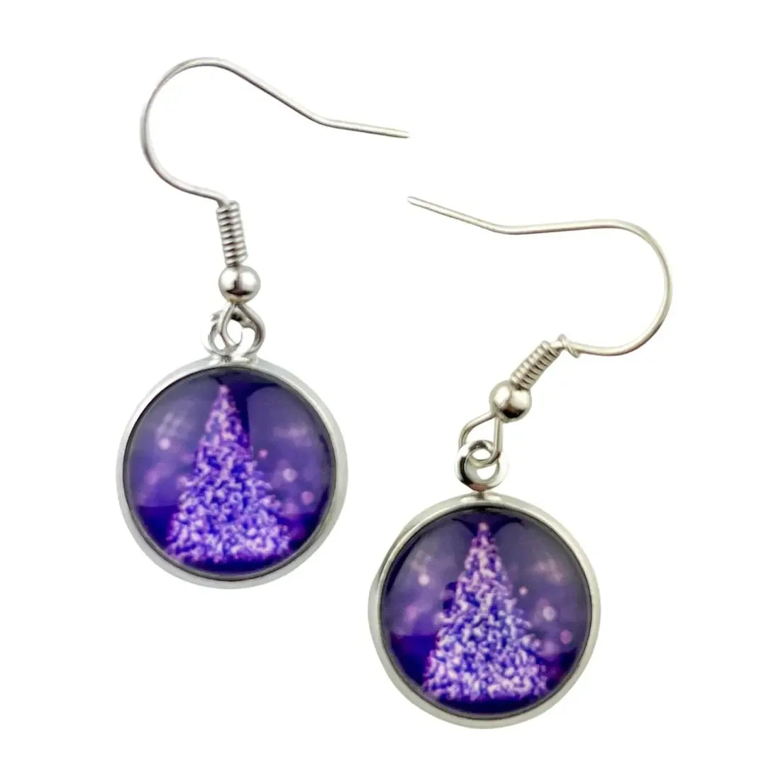 Sparkling Purple Christmas Tree Drops Sunbaked Lizard Jewellery & Gifts