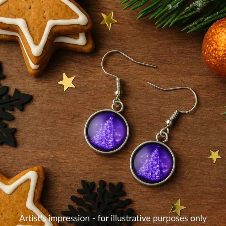 Sparkling Purple Christmas Tree Drops Sunbaked Lizard Jewellery &amp; Gifts