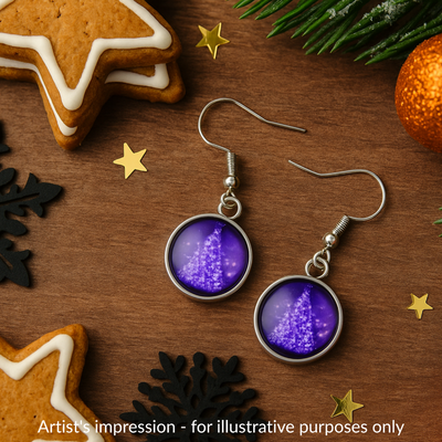 Sparkling Purple Christmas Tree Drops Sunbaked Lizard Jewellery & Gifts
