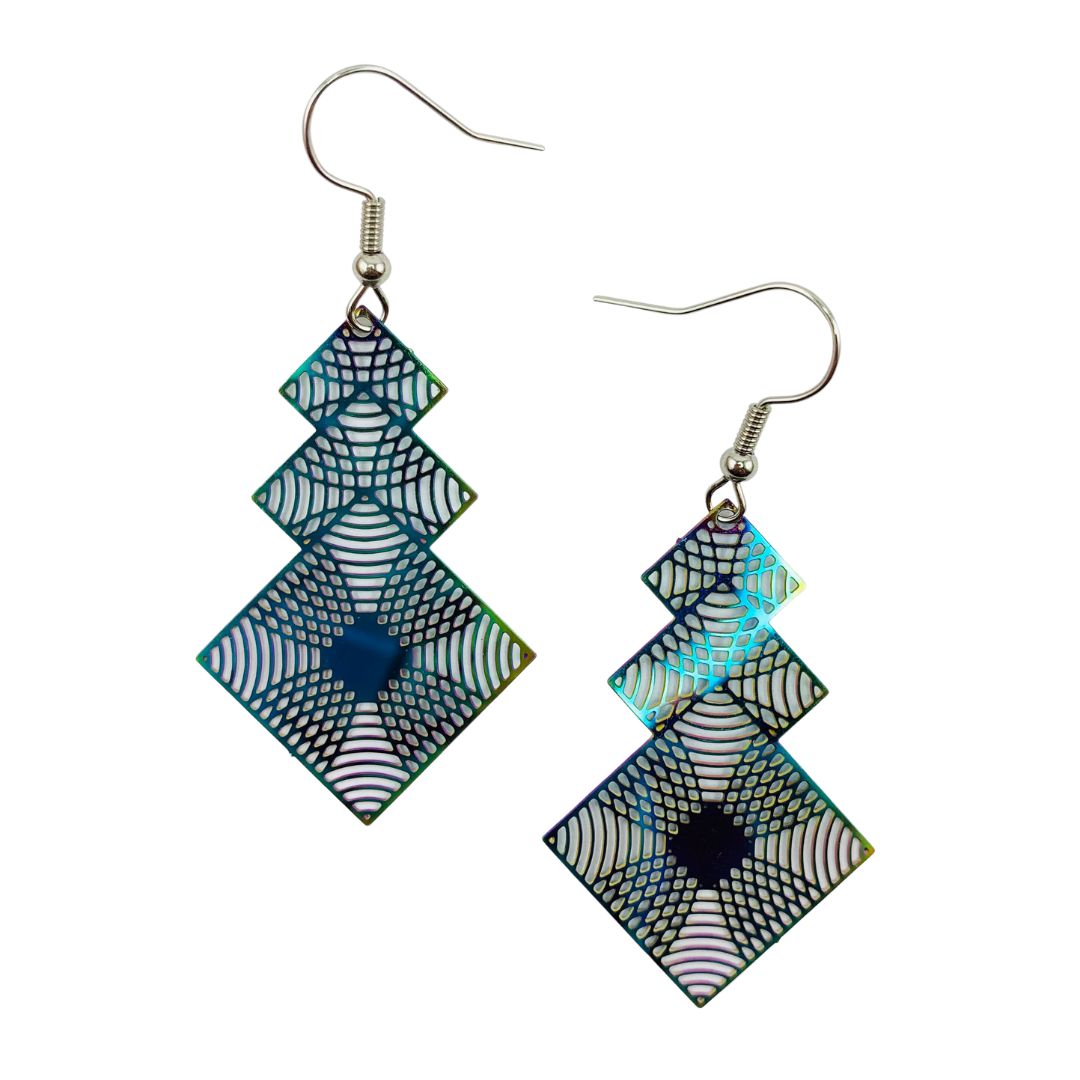 Square Filigree Iridescent Drops