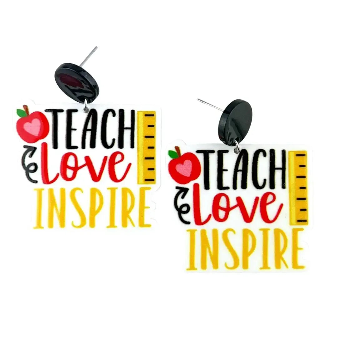 Teach Love and Inspire Stud Drop Earrings Sunbaked Lizard Jewellery & Gifts