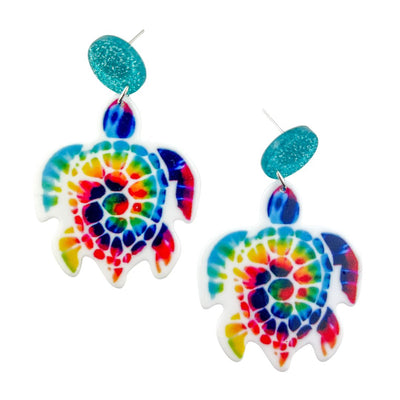 Tie Dye Turtle Stud Drops