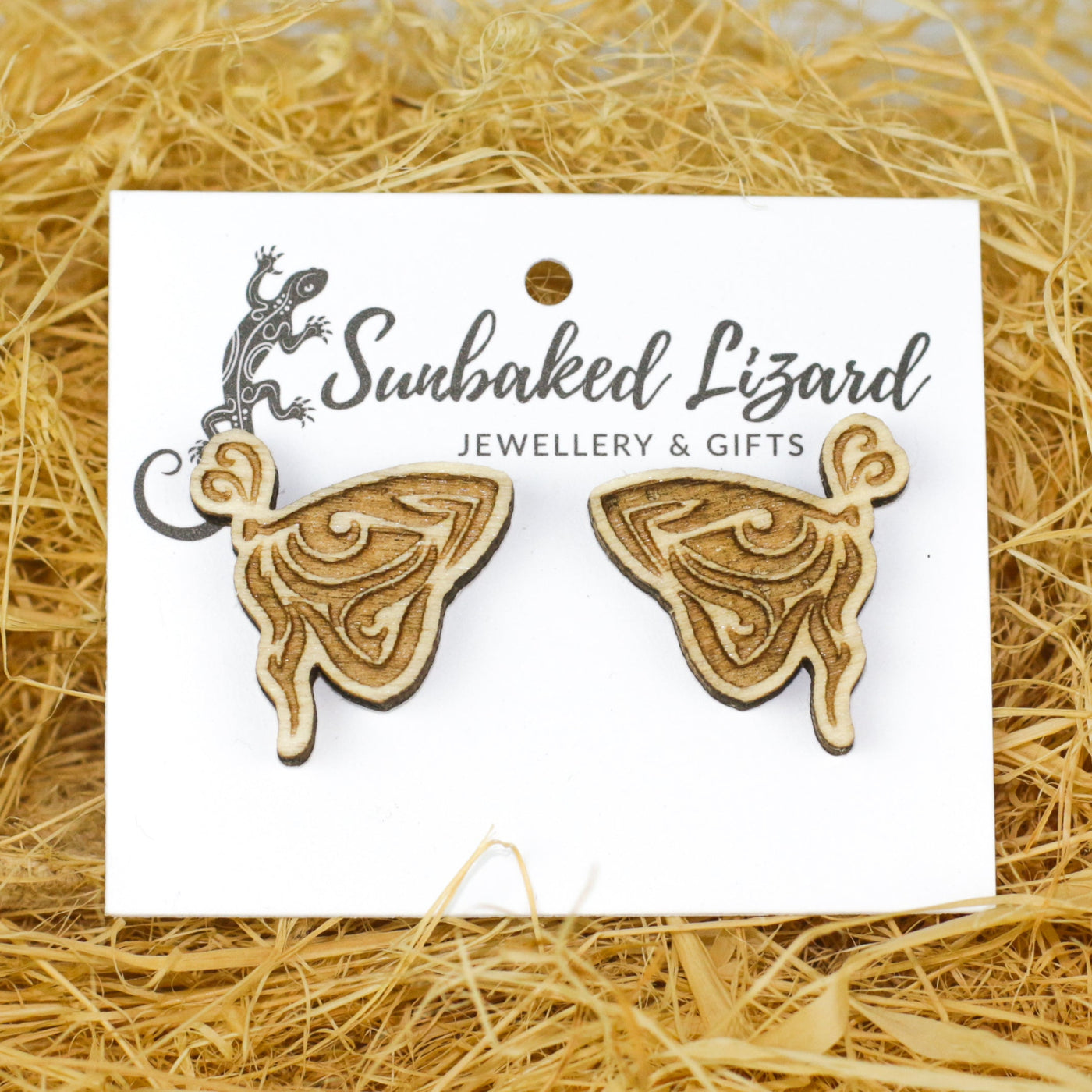 Timber Butterfly Stud