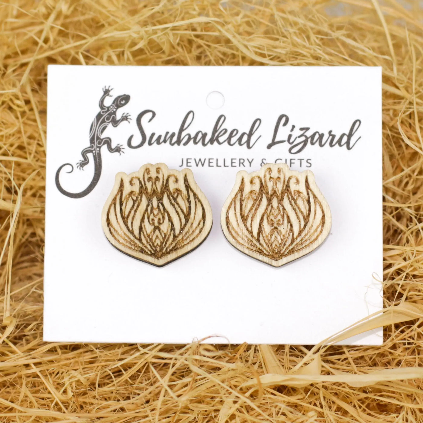 Timber Lotus Flower Stud