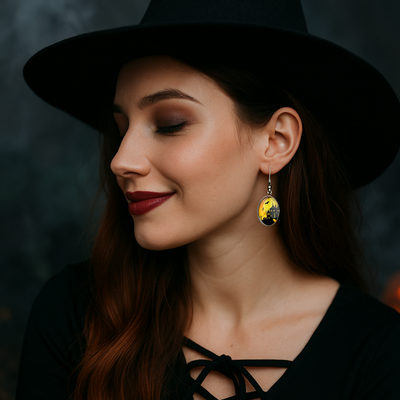 Haunted House Halloween Oval Drops Sunbaked Lizard Jewellery & Gifts
