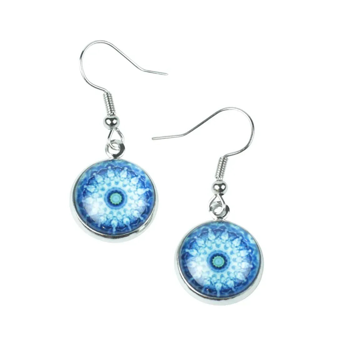 Vibrant Blue Mandala Pattern Drops Sunbaked Lizard Jewellery & Gifts