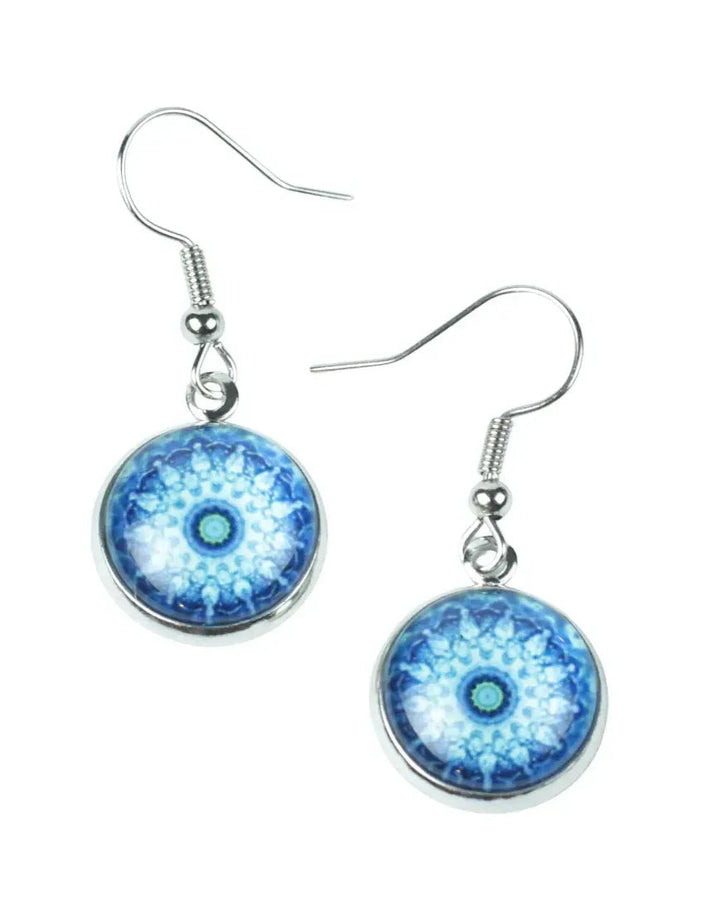 Vibrant Blue Mandala Pattern Drops Sunbaked Lizard Jewellery &amp; Gifts