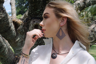 Wave Charm and Timber Pendant Necklace - 2 Colours Sunbaked Lizard Jewellery & Gifts