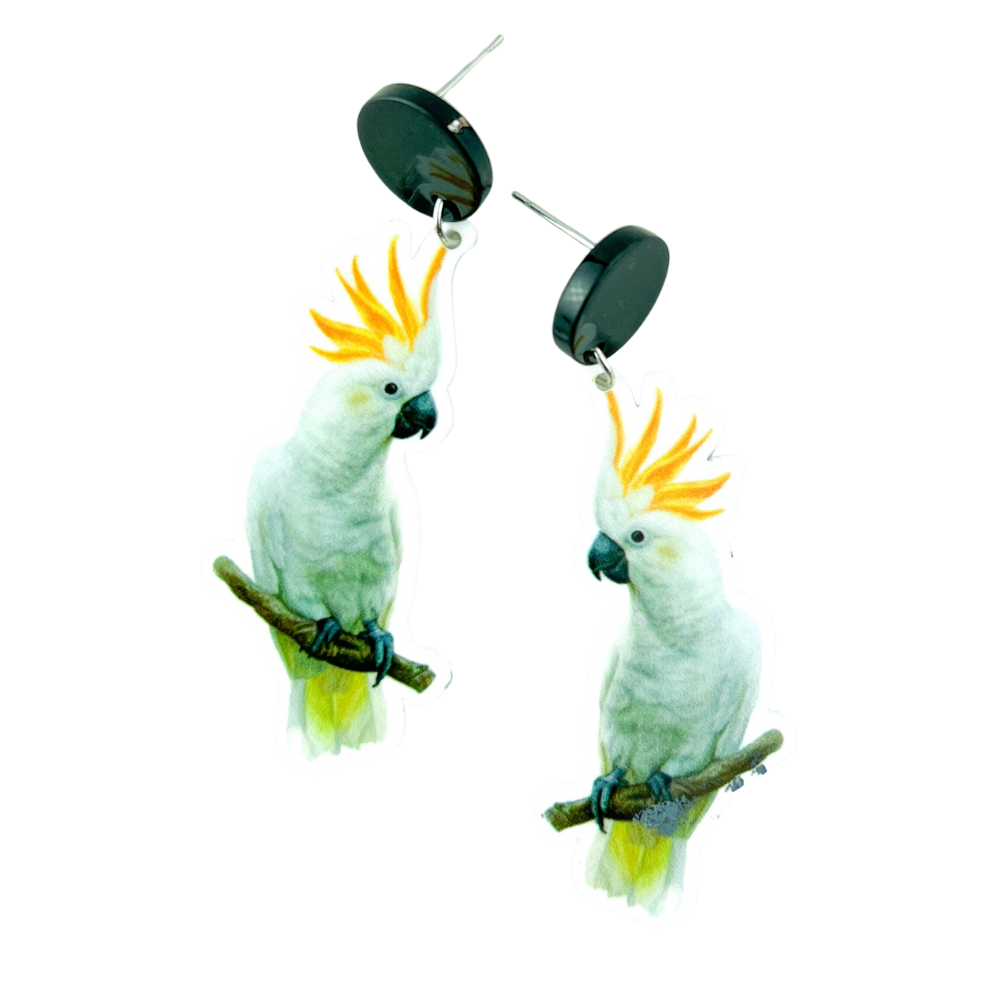 White Cockatoo Earrings