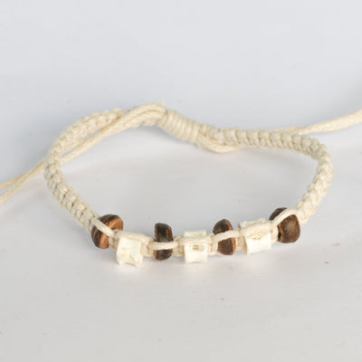 Wood and Bone Beaded Bracelet- 7 Colours