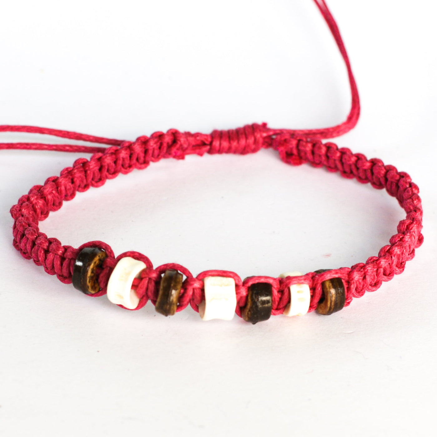 Wood and Bone Beaded Bracelet- 7 Colours