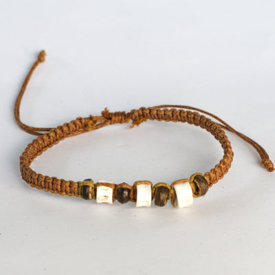 Wood and Bone Beaded Bracelet- 7 Colours