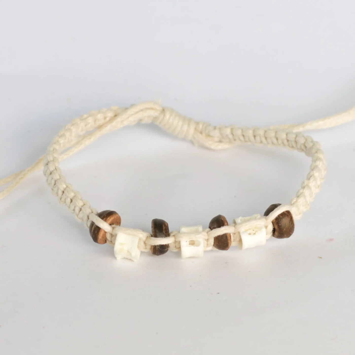 Wood and Bone Beaded Bracelet- 7 Colours