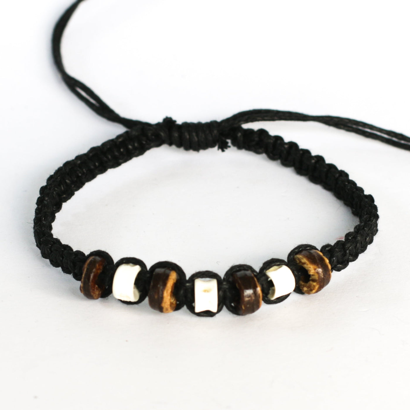 Wood and Bone Beaded Bracelet- 7 Colours