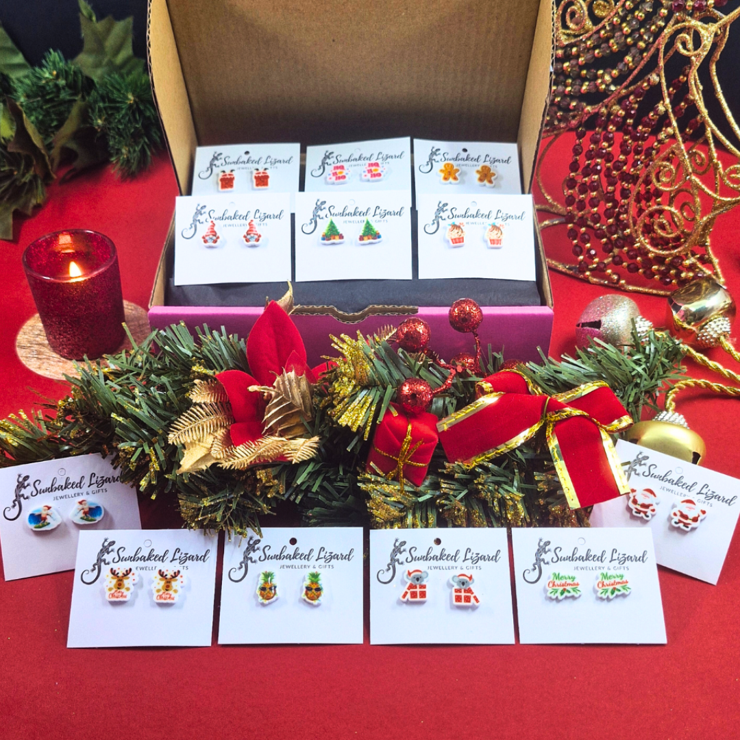 Gift Box - 12 Days of Christmas Studs Sunbaked Lizard Jewellery & Gifts