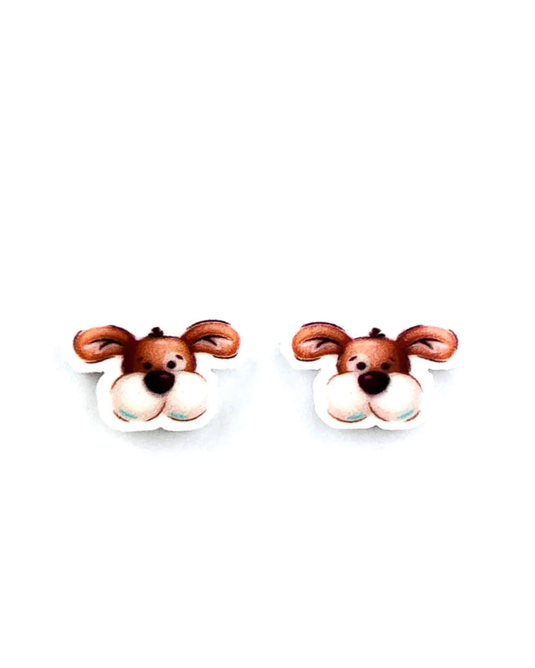 Adorable Puppy stud earrings, cartoon puppy face acrylic charm with oversized ears