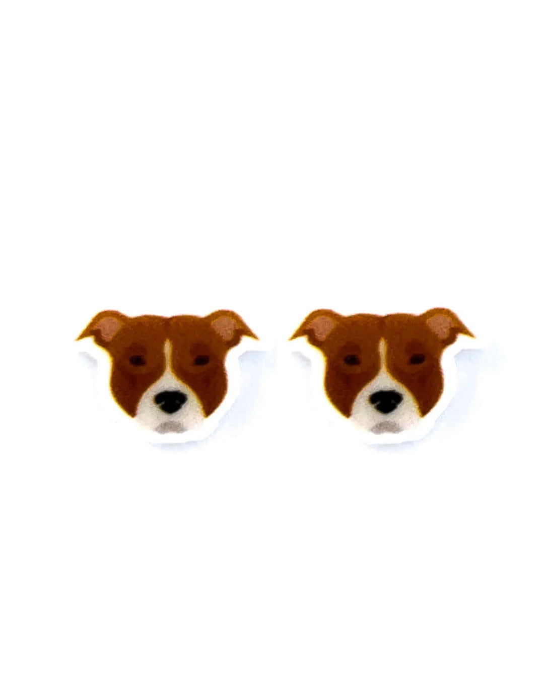 Angus the Red Staffy stud earrings, red-tan Staffordshire terrier acrylic charm