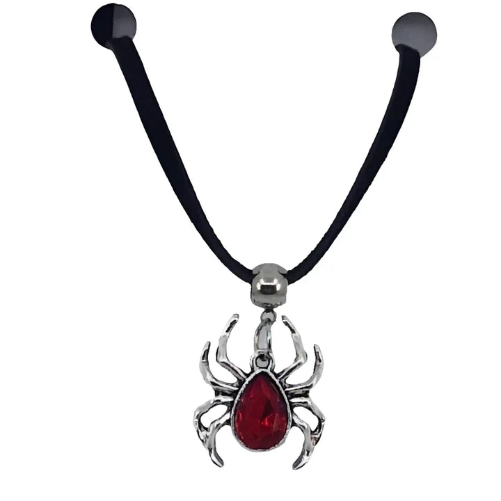 Red &amp; Silver Spider Pendant Necklace – Halloween Creepy Cute Jewellery Sunbaked Lizard Jewellery &amp; Gifts