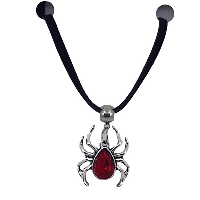 Red & Silver Spider Pendant Necklace – Halloween Creepy Cute Jewellery Sunbaked Lizard Jewellery & Gifts