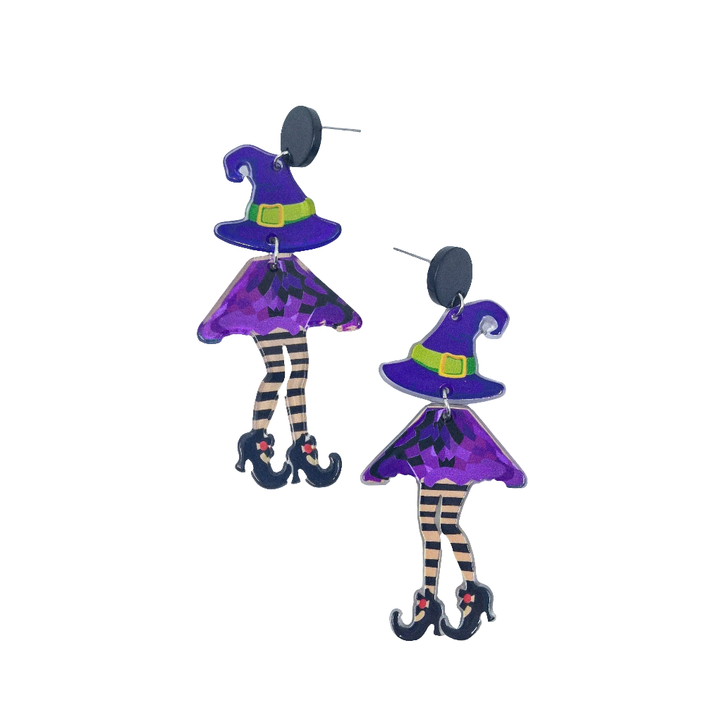 Witch Stud Drop Earrings – Halloween Novelty Jewellery Sunbaked Lizard Jewellery & Gifts
